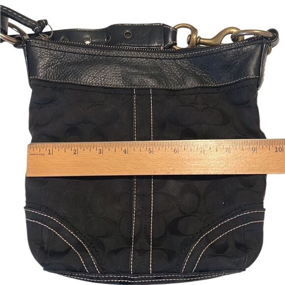 Coach Black Signature C Convertible Brass Hardware Strap Leather Bag 10402 - Picture 12 of 12